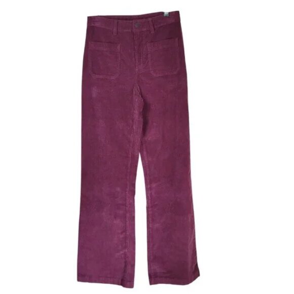 Faherty Maroon Banner Stretch Corduroy Wide Leg Pants - Picture 5 of 14